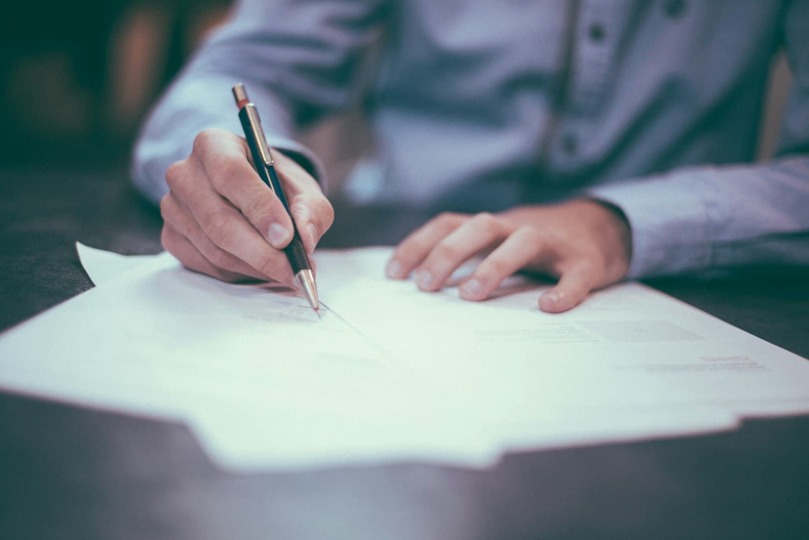 Filling in application paperwork